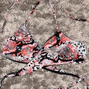 snakeskin print wrap around bikini top